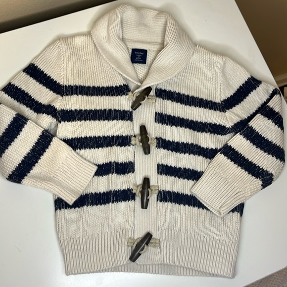 Baby Gap Shawl Collar Striped Cardigan Toddler 3 years blue Organic Cotton - Picture 1 of 12